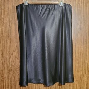 Black Satin Midi Skirt